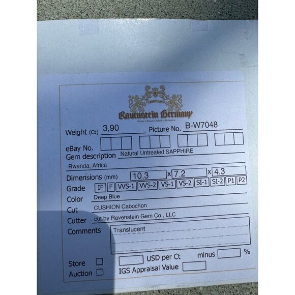3.90 ct Untreated Deep Blue Sapphire - Natural Cabochon Untreated! - Picture 9 of 10